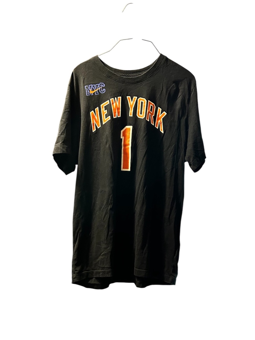 Nike Black New York #1 Graphic Tee with Orange Accents